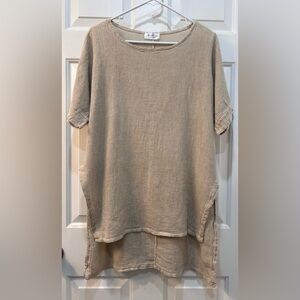 MARISIMA Linen Infused Tunic Top One Size Italy Relaxed Boho-Chic Lagenlook
